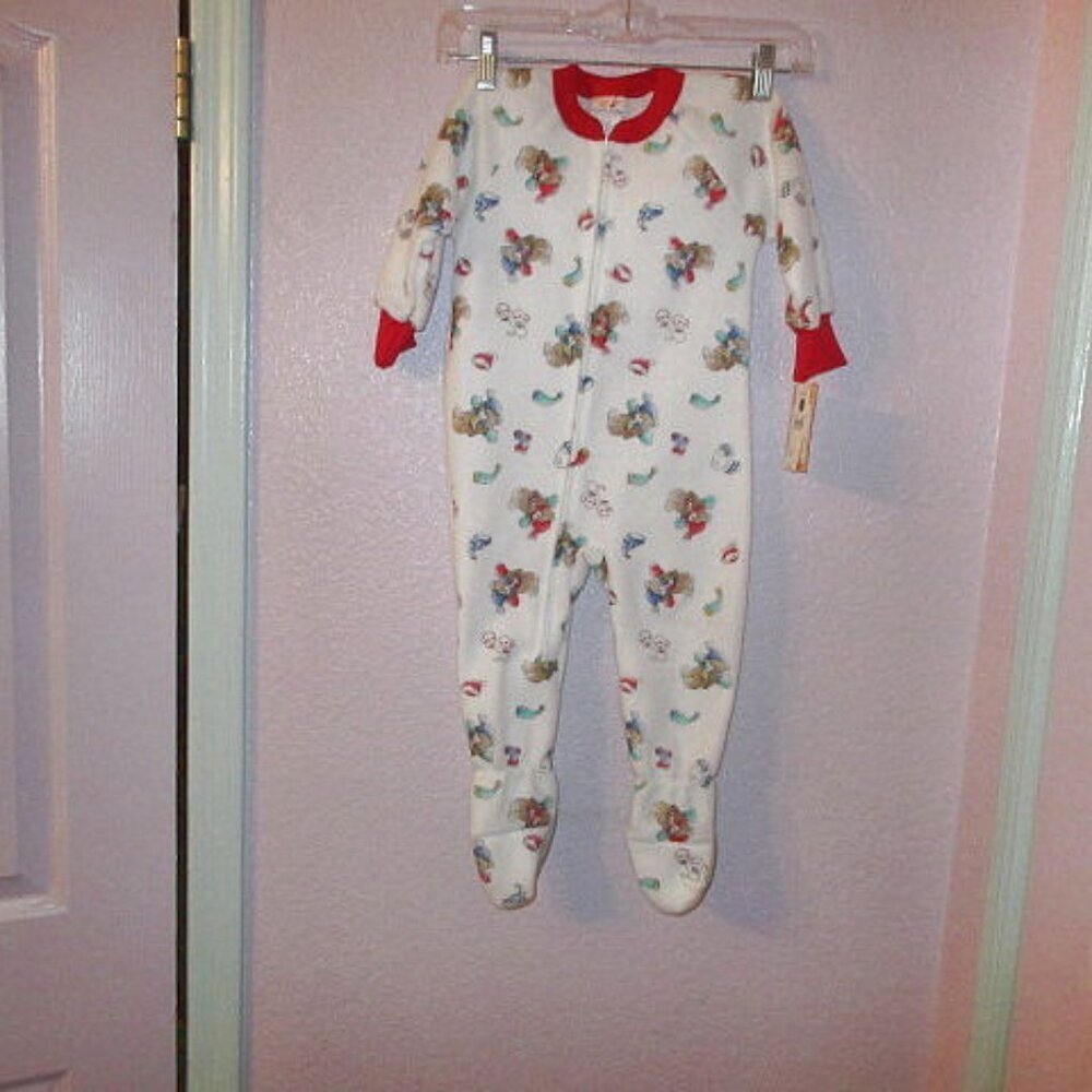 Vtg Carter's Baby Teddy Bears Footed Pajama Sleeper Size 2T Cozy Fleece NWT - Picture 1 of 11